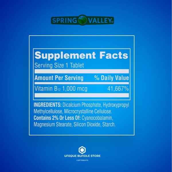 Detalle de comprimidos B12 Spring Valley