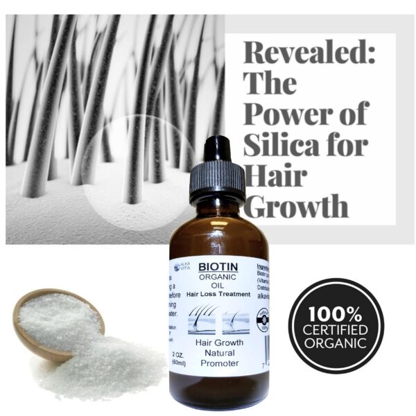 Detalle envase aceite biotina pura orgánica para el cabello