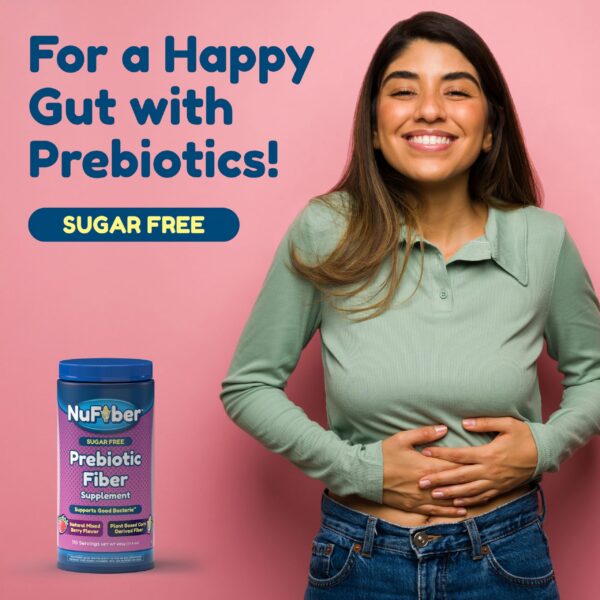 Detalle envase NuFiber fibra prebiótico sabor frutos del bosque