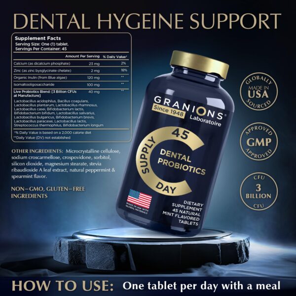 Detalle del envase probióticos para salud bucal y mal aliento