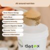 detalle etiqueta Detox Organics polvo superalimento vegano