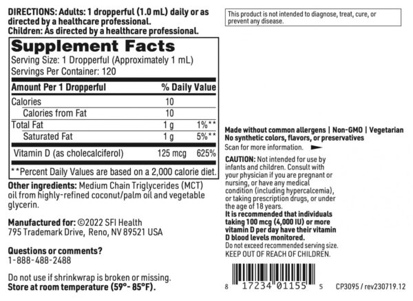 Detalle etiqueta producto klaire labs vitamina d3 gotas