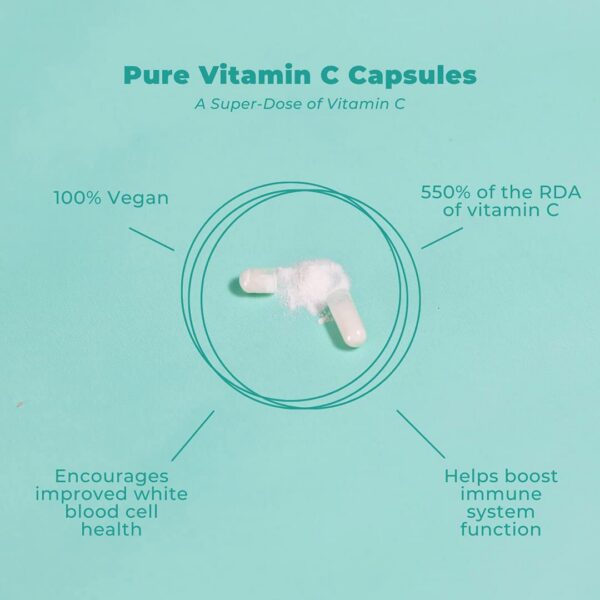 Detalle etiquetado cápsulas vitamina C Vegan Life Nutrition