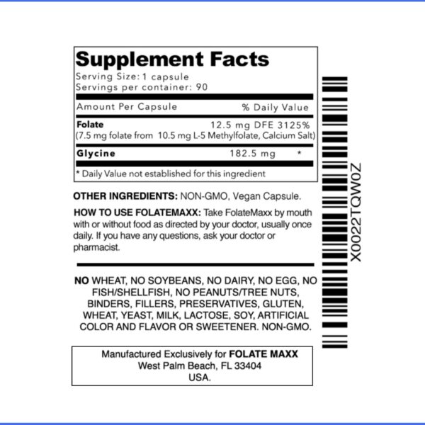 Detalle FolateMaxx L-Metilfolato 7.5mg folato activo