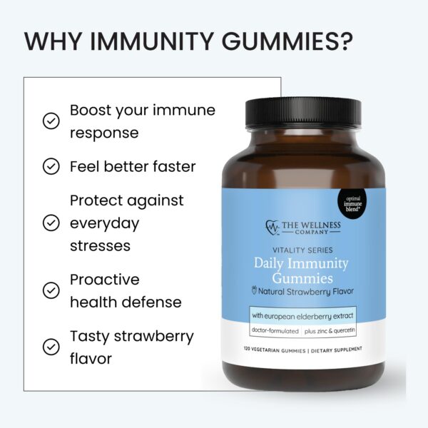 Detalle de frasco con 120 gomitas para apoyo inmunológico