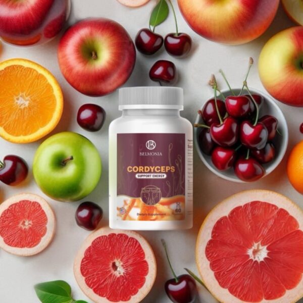 Detalle gomita pectina vegana suplemento Belmonia Cordyceps