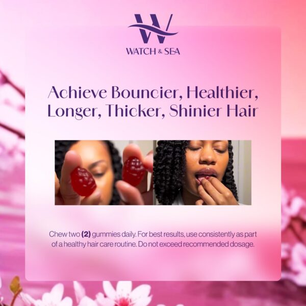 Detalle de gomitas para crecimiento capilar Watch & Sea