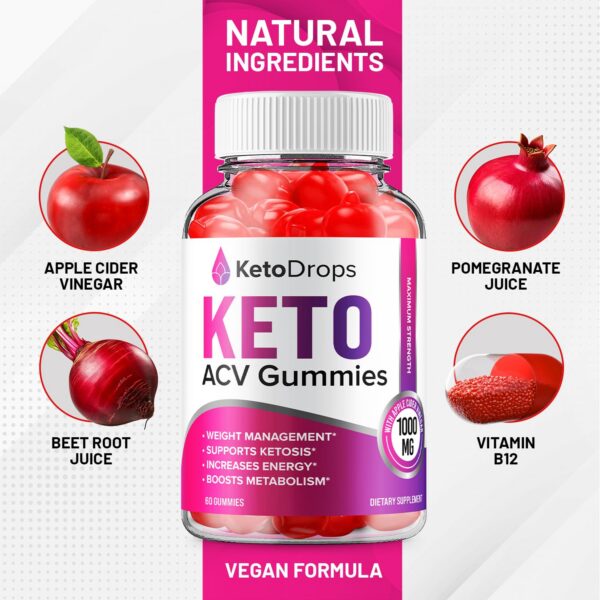 Detalle gomitas Keto Drops con vinagre y vitamina B12