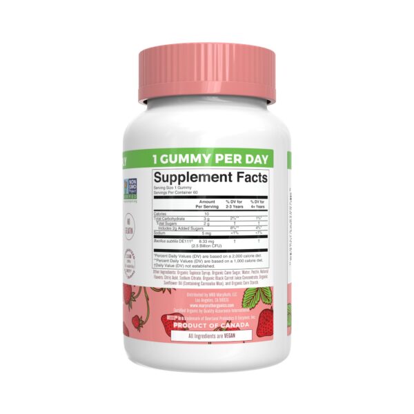 Detalle de gomitas MaryRuth para salud inmunológica y digestiva infantil