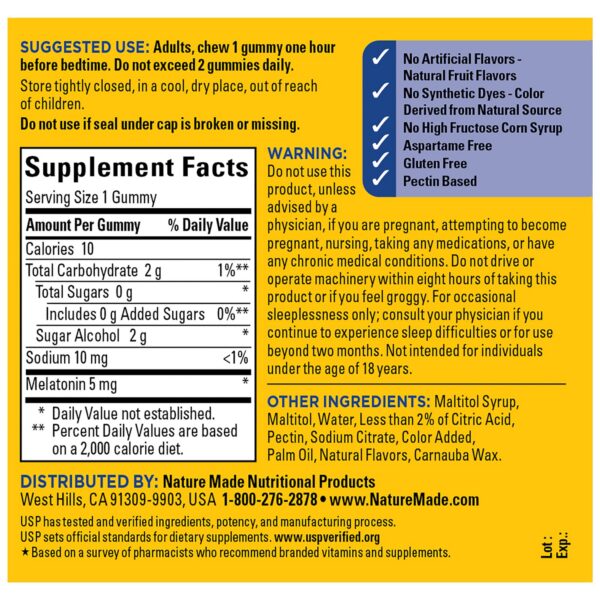 Detalle gomitas melatonina Nature Made sabor bayas
