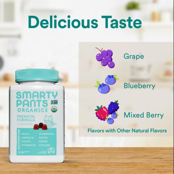 Detalle texturas y formas gomitas vitaminas prenatales SmartyPants
