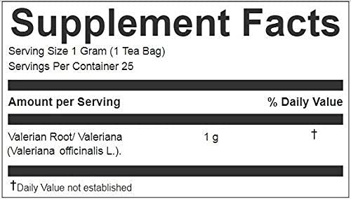 Detalle hojas y bolsita té valeriana 100% natural