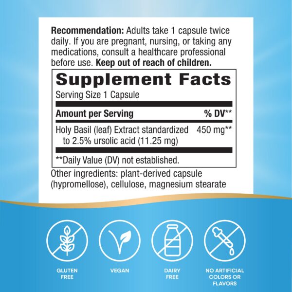 Detalle ingredientes albahaca sagrada Nature's Way