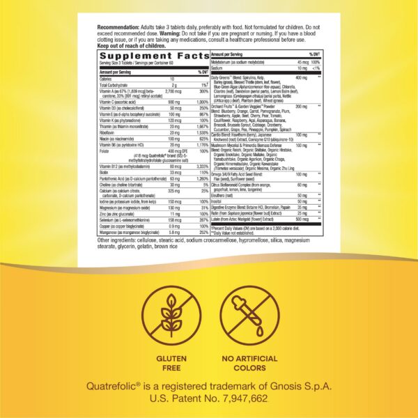 Version 1.0.0 Detalle ingredientes Nature's Way Alive simhierro multivitamínico