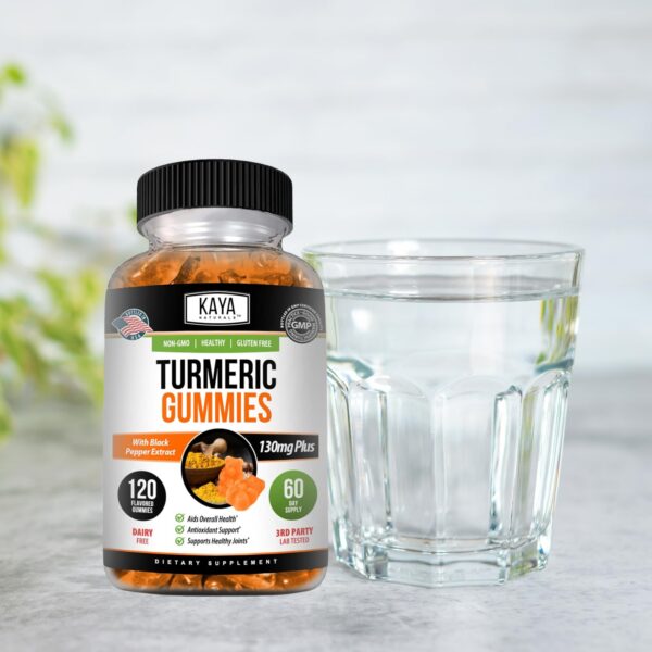 Version 1.0.0 Detalle de ingredientes naturales en gomitas de cúrcuma Kaya Naturals