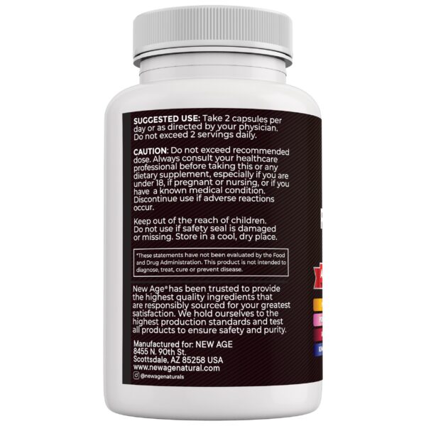 Vista lateral del frasco suplemento Melena de León NEW AGE