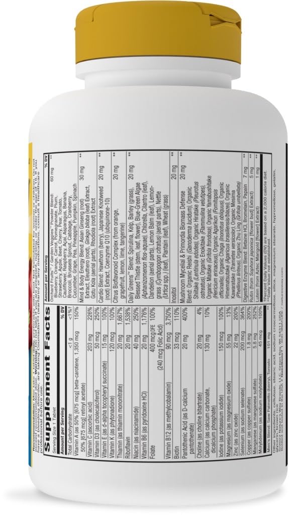 Detalle ingredientes multivitamínico Nature's Way Alive 50+