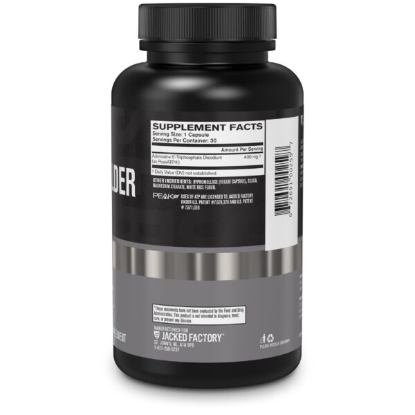 Detalle lateral del envase de JF Muscle Builder