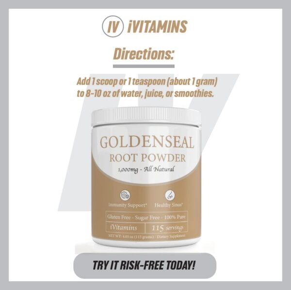 Detalle polvo natural de root goldenseal suplemento iVitamins