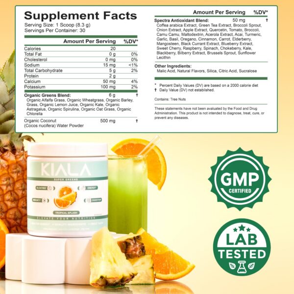 Detalle sabor Tropical Splash Kiala Nutrition Super Greens