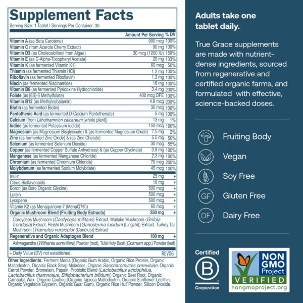 Detalle suplemento multivitamínico True Grace hombre