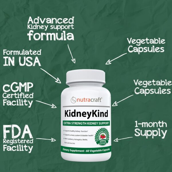 Detalle suplemento renal Nutracraft KidneyKind cápsulas vegetales