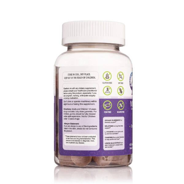 Detalles ingredientes gomitas Melat-8 relajación natural