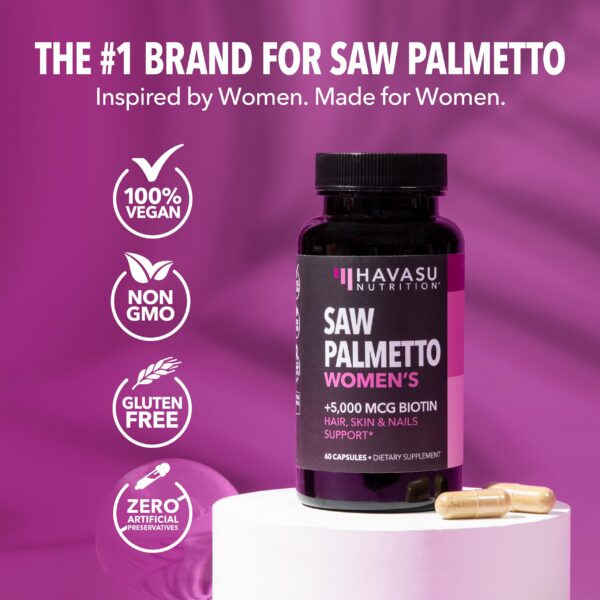 Detalles suplementarios saw palmetto con biotina para cabello y piel mujer