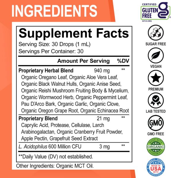 Detox para candida con combinación herbal para salud intestinal