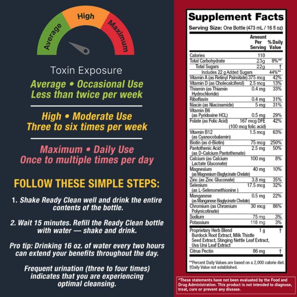 Detoxify bebida limpieza natural cuerpo 16 oz sabor tropical