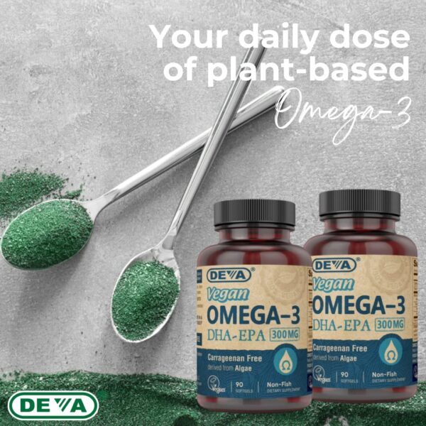 Envase lateral suplemento DEVA Omega-3 DHA vegano