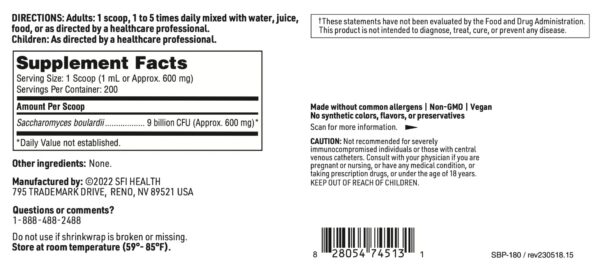 Doble cucharada Klaire Labs polvo probiótico para niños y adultos