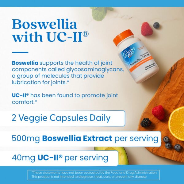 Doctor's Best Boswellia + UC-II suplemento para movilidad articular