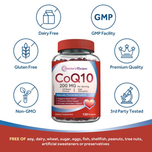 Side view of CoQ10 bottle with label