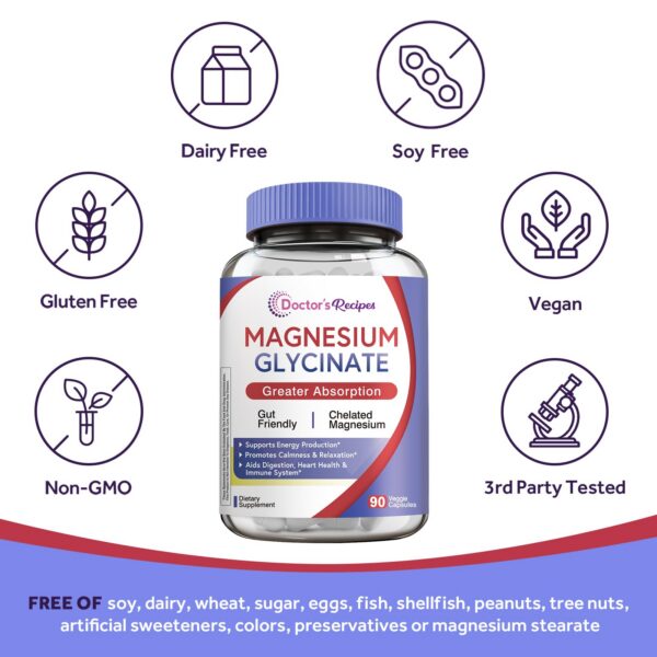 Frasco transparente con cápsulas de magnesio glicinato