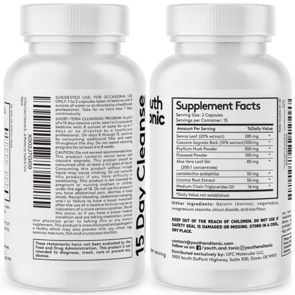 Dosis tabletas y cápsulas Youth & Tonic limpieza digestiva