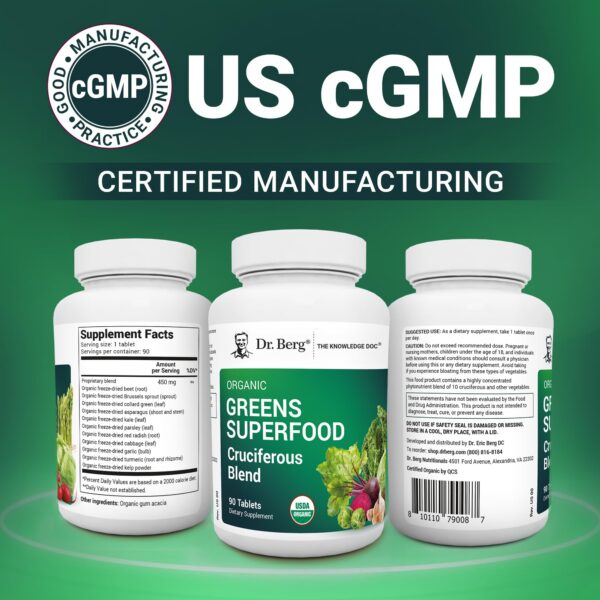 Tabletas Dr. Berg's Greens en frasco