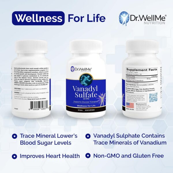 Dr WellMe vanadilo sulfato detalle tabletas