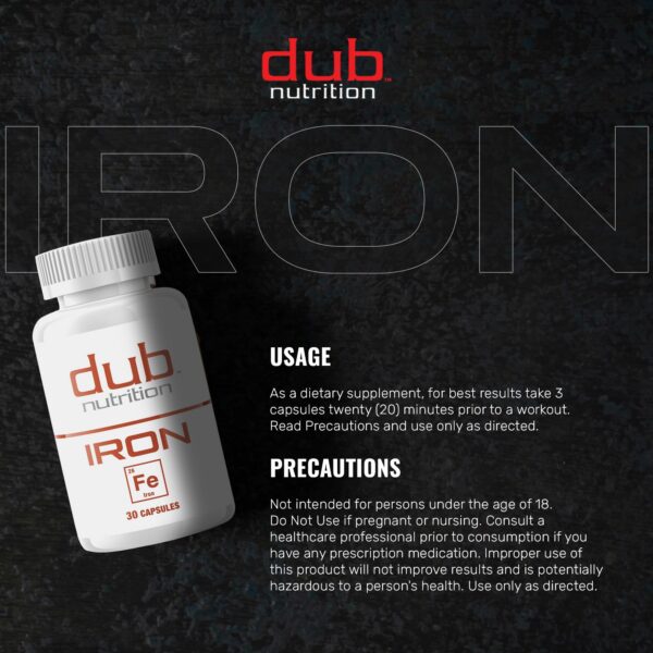 Etiqueta de información de Dub Nutrition Iron