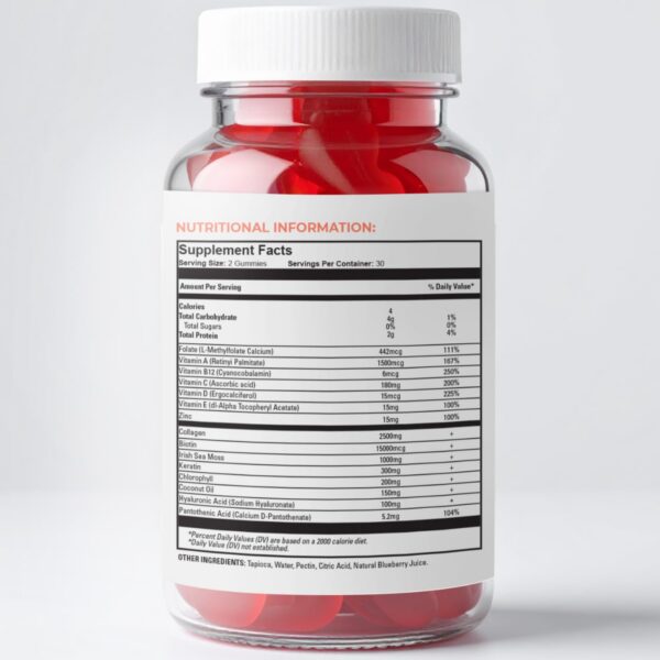 Envase y estante con gomitas