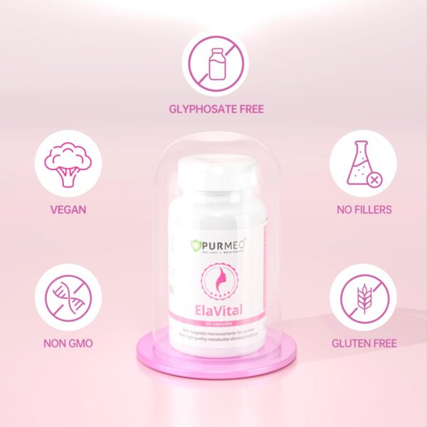 Version 1.0.0 Lado trasero frasco purmeo suplemento salud mujer probióticos