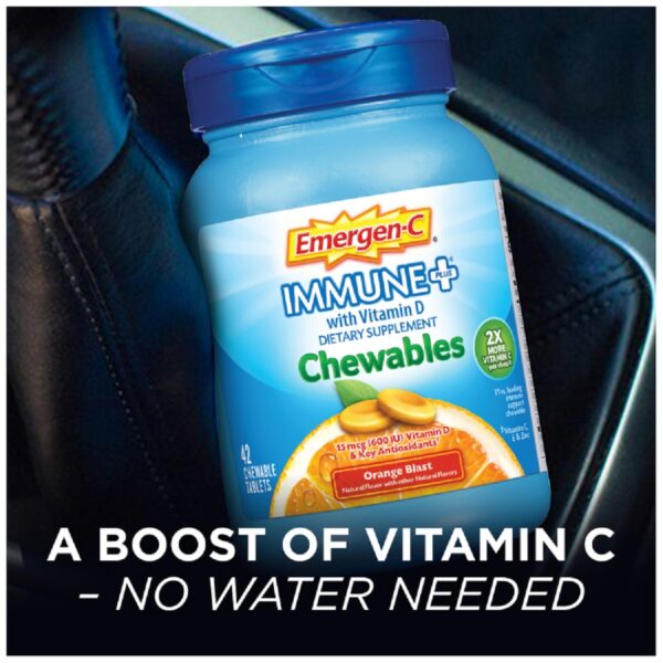 Emergen-C Immune+ suplemento masticable vitamina C y D paquete