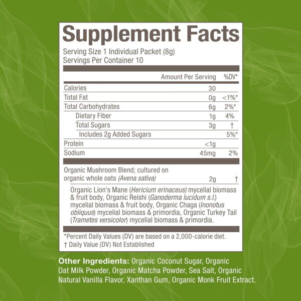 Empaque por 10 sobres mezcla OM Mushroom superalimento matcha