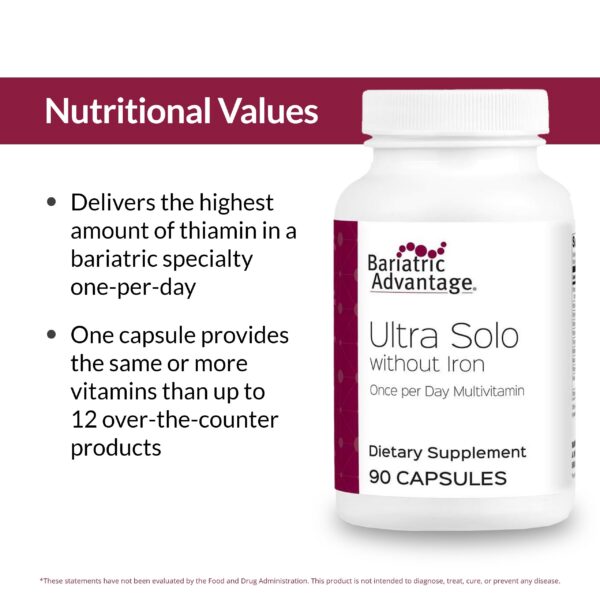 Version 1.0.0 Empaque de 90 cápsulas Bariatric Advantage Ultra Solo sin hierro