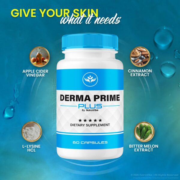 Empaque cápsulas Derma Prime Plus fórmula diaria para piel