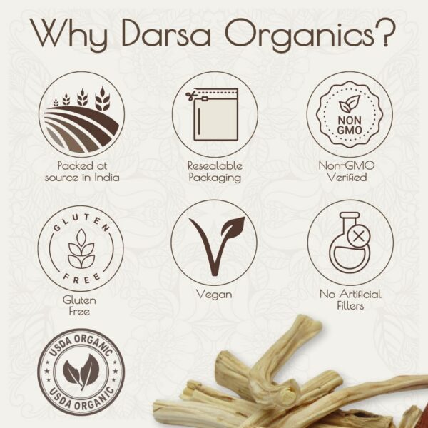 Empaque de Darsa Organics Shatavari cerrado