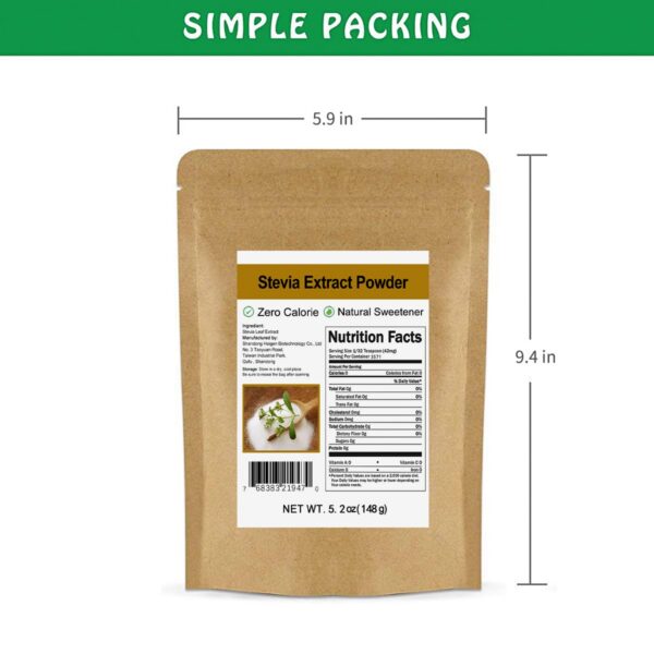 Empaque ecológico resellable de stevia CCnature polvo pura natural