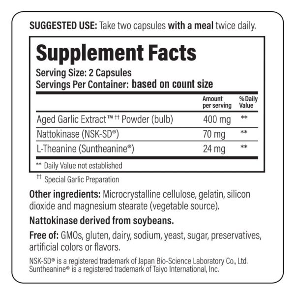 Empaque Kyolic salud presión arterial fórmula 109 ajo maduro