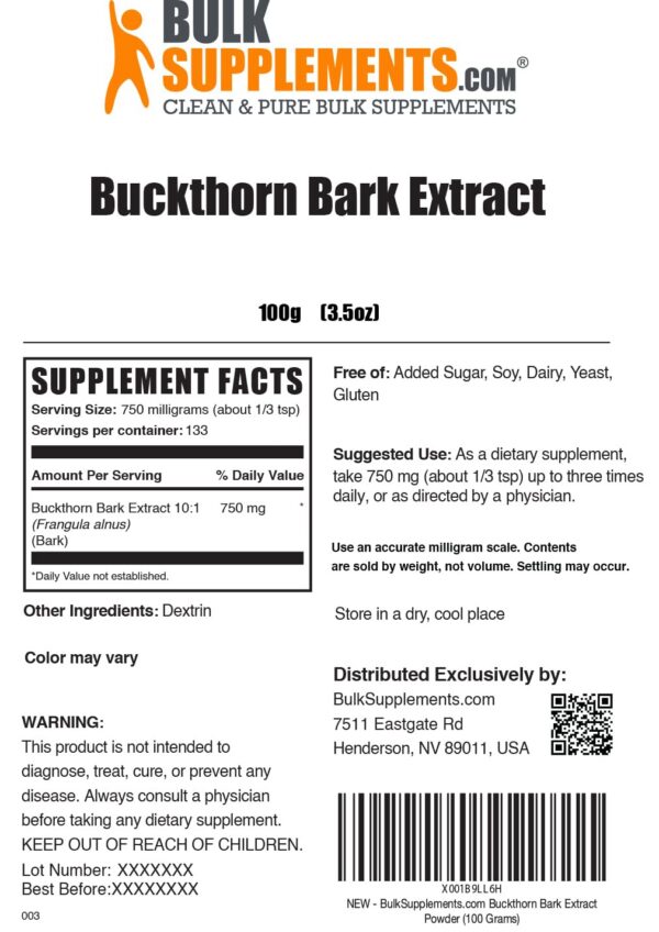 Empaque polvo extracto corteza alquequenje BulkSupplements