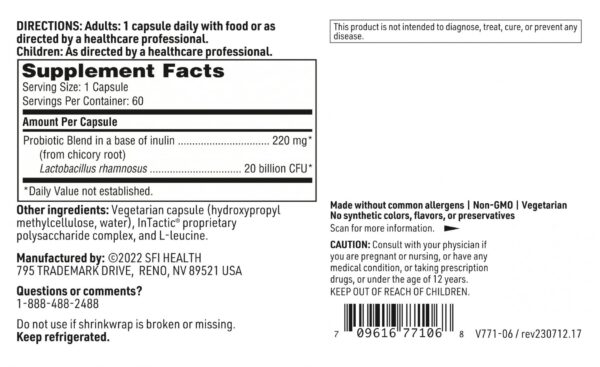 Suplemento Klaire Labs probiótico sin alérgenos comunes paquete